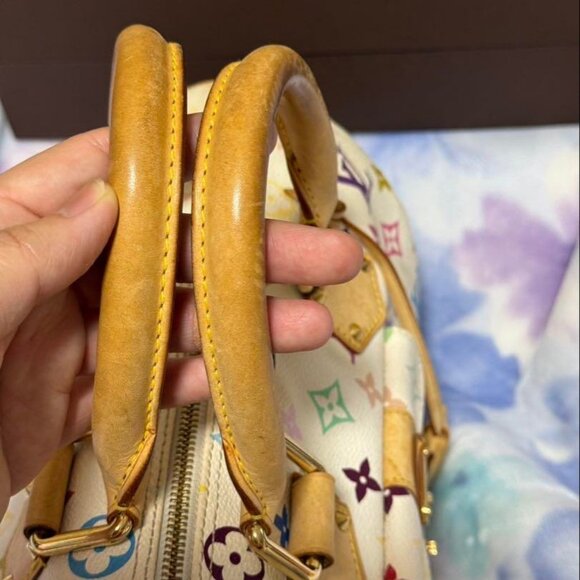 Louis Vuitton Speedy Multicolor 30 Monogram Sac Hand Bag White Tote Purse - Picture 4 of 16